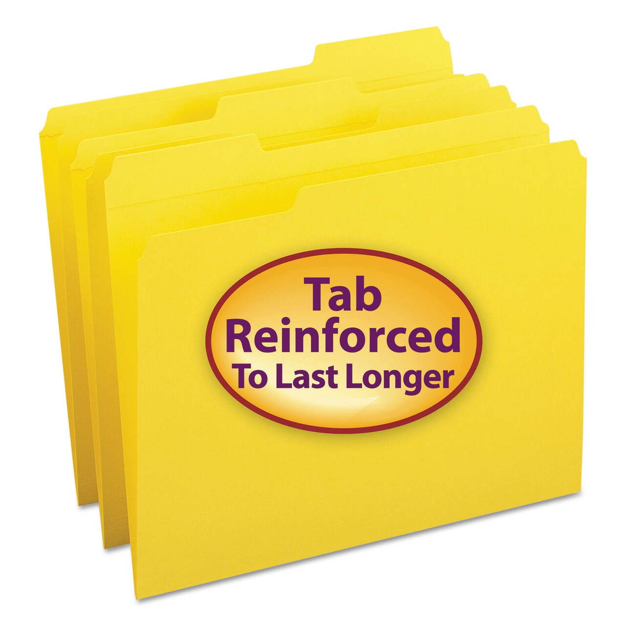 Smead Reinforced Top Tab Colored File Folders 1/3-Cut Tabs Letter Size Yellow 100/Box